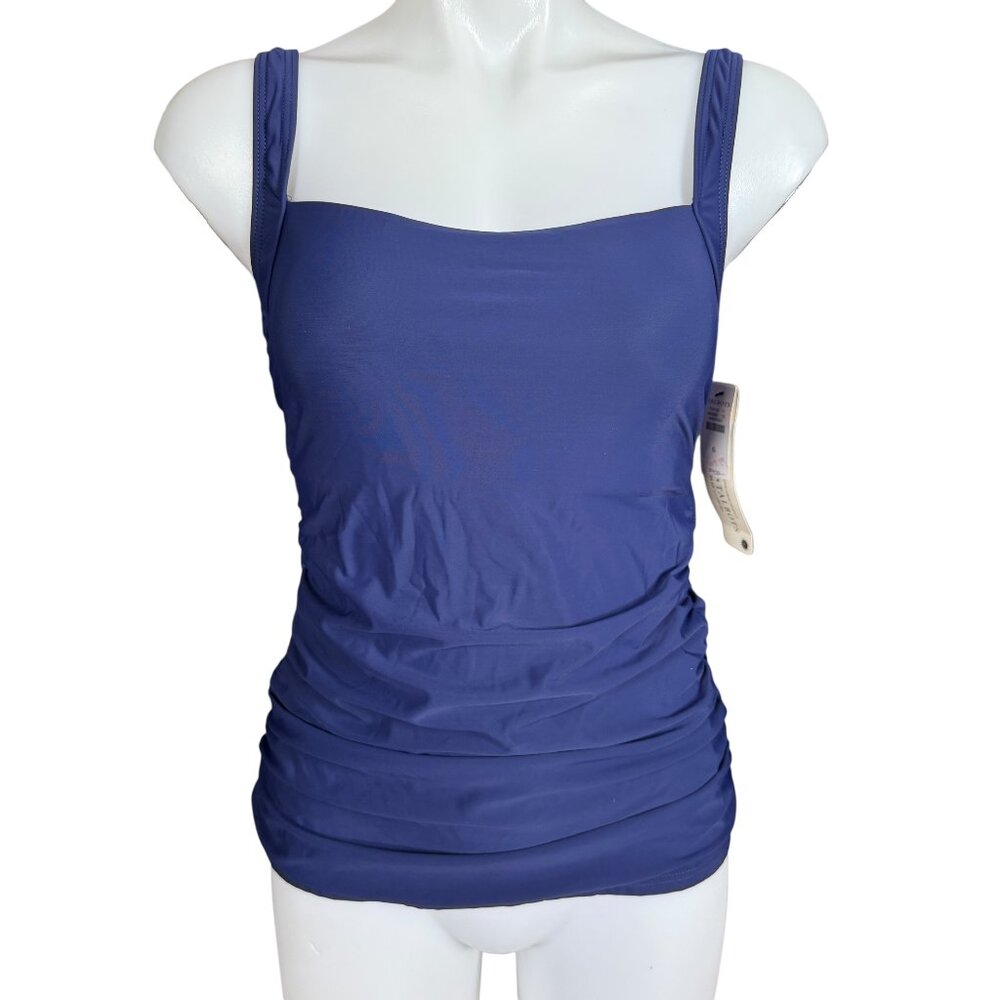 Talbots Miraclesuit dark blue lined tankini with underwire UPF50 women's size 6